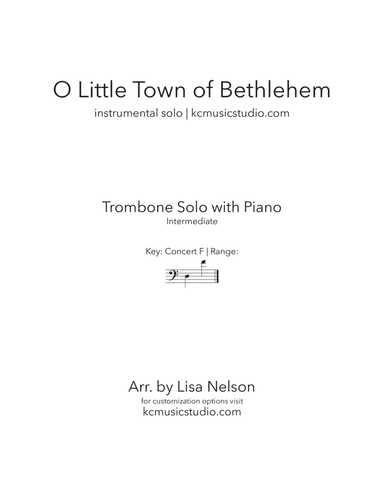 O Little Town of Bethlehem - Advanced Trombone and Piano (arr. Lisa Nelson)