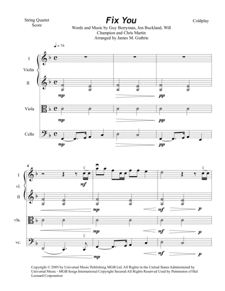 Fix You (arr. James M. Guthrie, ASCAP)