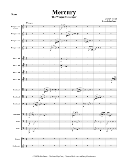 Holst - Mercury, The Winged Messenger for 14-part Brass Ensemble, Timpani & Glockenspiel, arranged b (arr. Ralph Sauer)