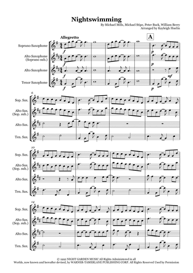 Nightswimming (arr. Kayleigh Huelin)