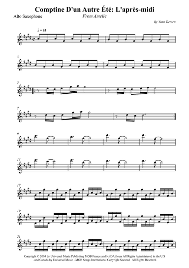 Comptine D'un Autre Été: L'après-midi (arr. Wesley S. SIlva)