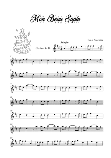 Mon Beau Sapin (for Clarinet) (arr. Cadenza Editions)