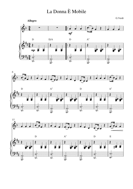 La Donna È Mobile (arr. Kaiserin Rebecca)