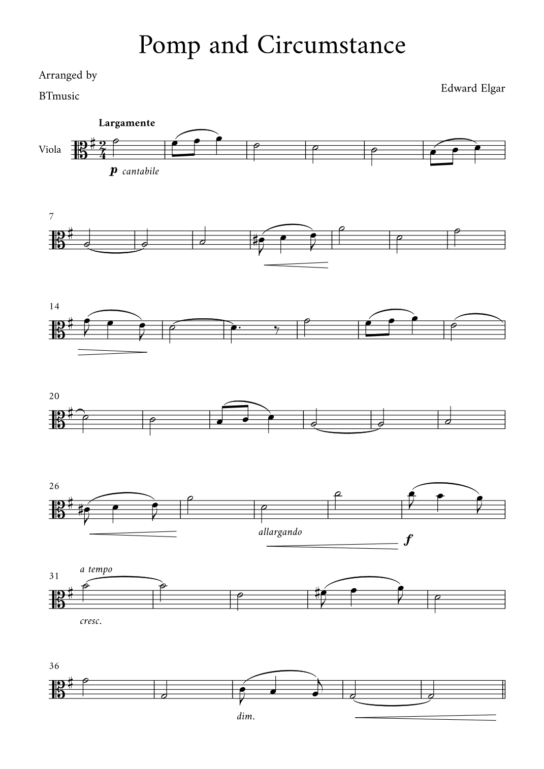 Pomp and Circumstance - Edward Elgar (arr. BTmusic)