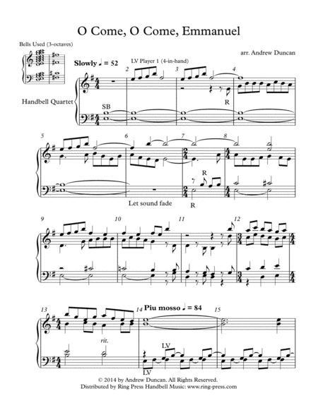 O Come, O Come, Emmanuel (3-octave Handbell Quartet, Medium) (arr. Andrew Duncan)