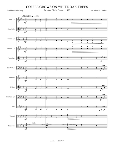 Coffee Grows On White Oak - Extra Score (arr. Glen D. Lienhart)