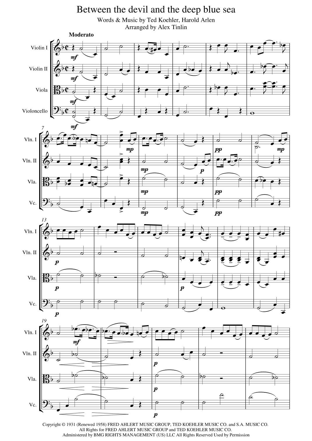 Between The Devil And The Deep Blue Sea (arr. Alex Tinlin)