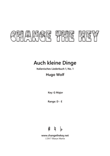 Auch kleine Dinge - G Major (arr. Change the Key)
