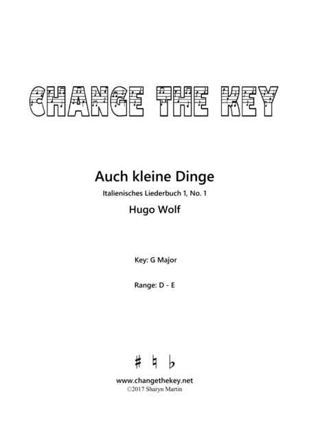 Auch kleine Dinge - G Major (arr. Change the Key)