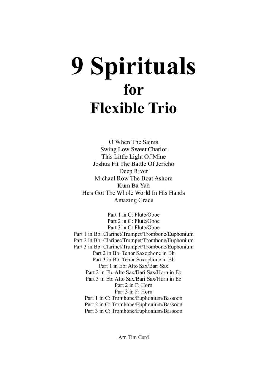9 Spirituals for Flexible Trio (arr. Tim Curd)