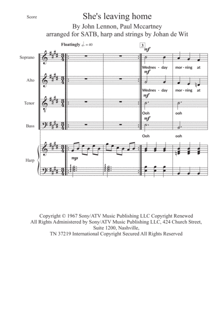 She's Leaving Home (arr. Johan de Wit)