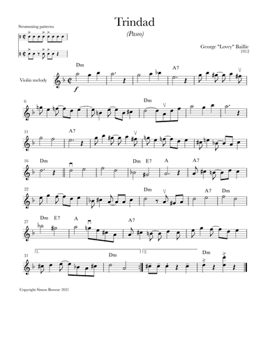 Trinidad (paseo) for violin and guitar (arr. Simon Browne)