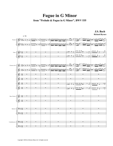 Fugue in G Minor, BWV 535 (Woodwind Choir) (arr. Richard Byrnes)