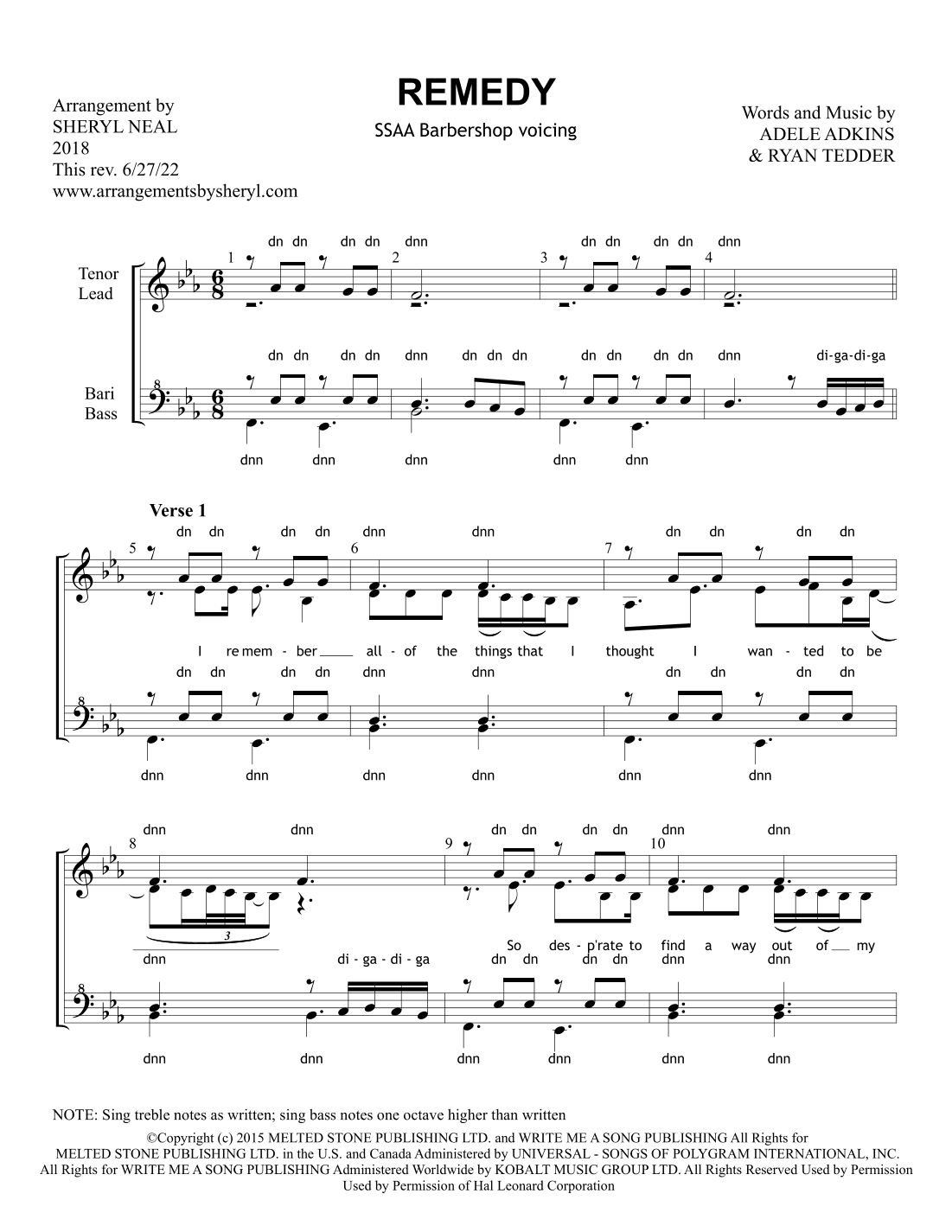 Remedy (arr. Sheryl Neal)