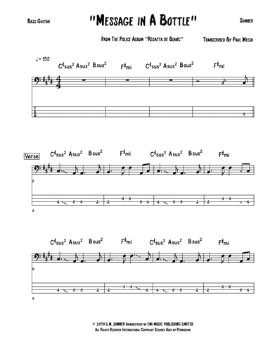 Message In A Bottle (arr. P Welsh)