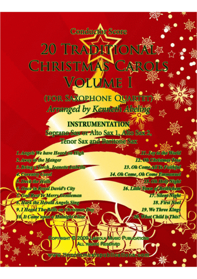 20 Traditional Christmas Carols Volume I (for Saxophone Quartet SATB or AATB) (arr. Kenneth Abeling)