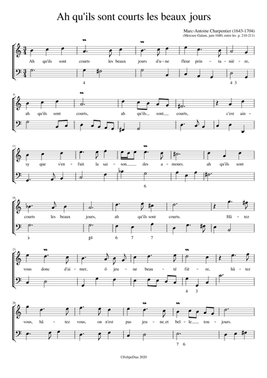 Ah qu'ils sont courts les beaux jours (arr. Early Music Scores)