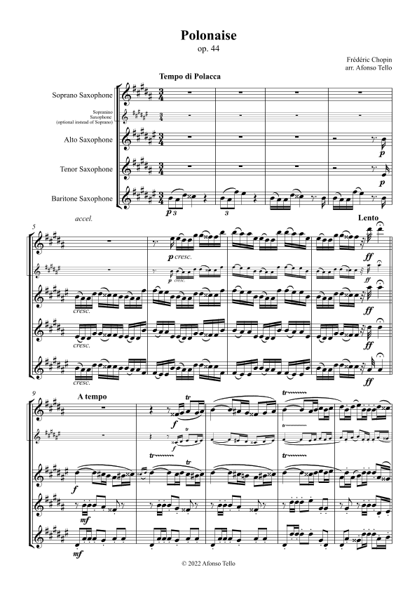 Polonaise op. 44 - Saxophone Quartet (arr. Afonso Tello)