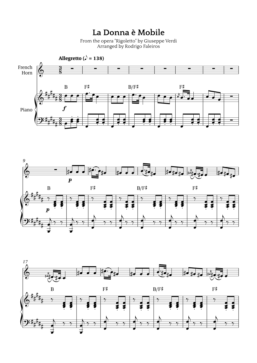 La Donna è Mobile (arr. Rodrigo Faleiros)