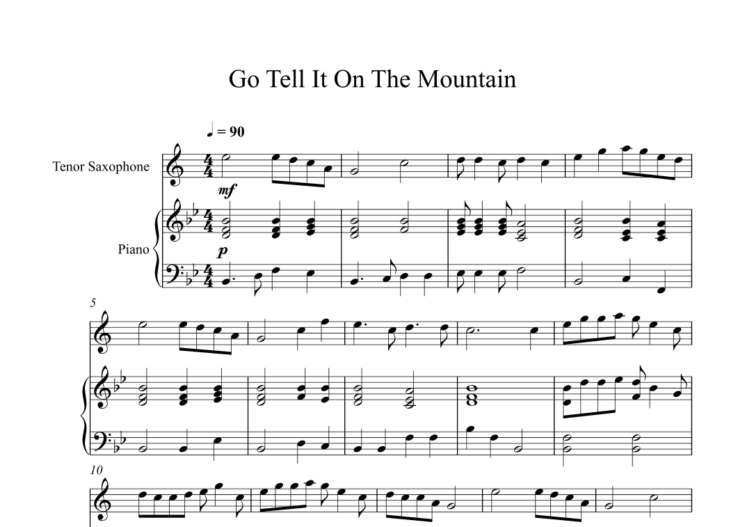 Go Tell It On The Mountain (Tenor Sax + Piano) (arr. Digital Book Music)