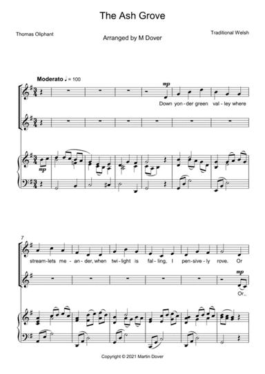 The Ash Grove - Two Part Choir - SA Upper Voices (arr. Martin Dover)