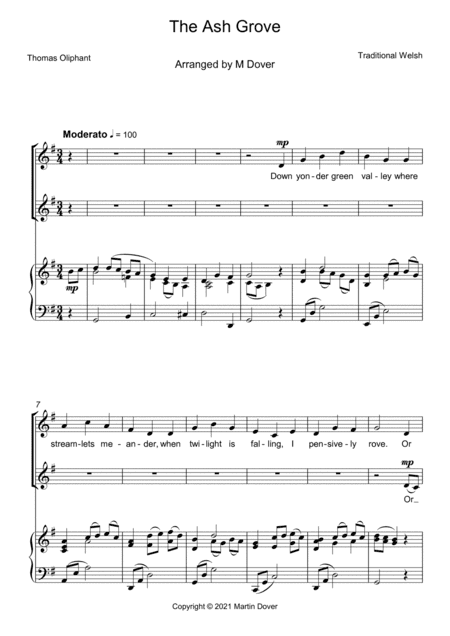 The Ash Grove - Two Part Choir - SA Upper Voices (arr. Martin Dover)
