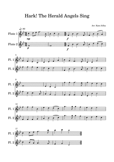 Hark, the Herald Angels Sing Duet for Flute/Violin/Oboe/Recorder (arr. Kate Jolley)