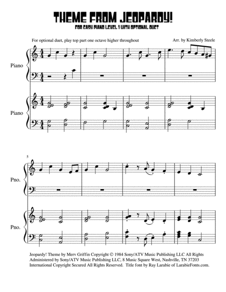 Jeopardy Theme (arr. Kimberly Steele)