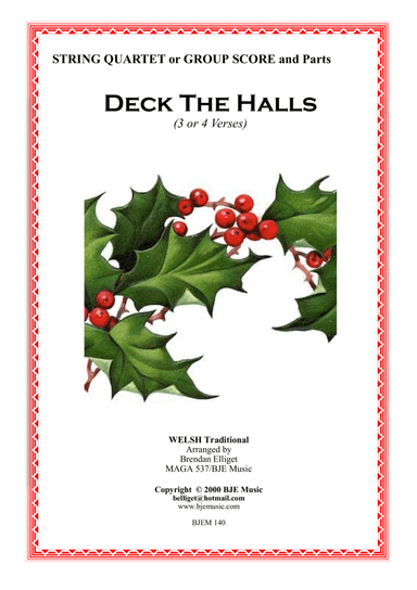 Deck The Halls - String Quartet or Group Score and Parts PDF (arr. Brendan Elliget MAGA 537)