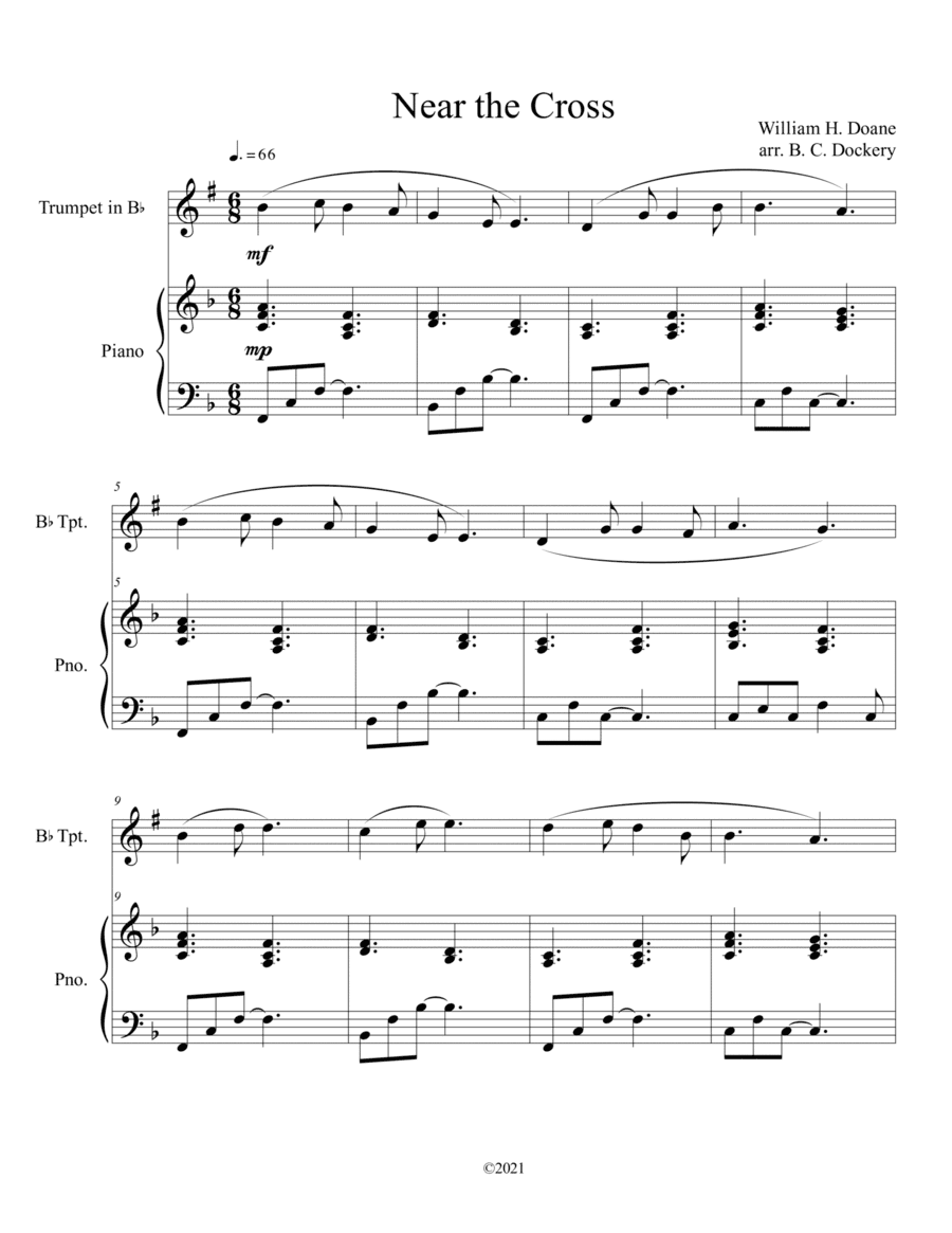 Near the Cross (trumpet solo) with optional piano accompaniment (arr. B. C. Dockery)