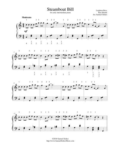 Steamboat Bill - for early intermediate piano (arr. Samuel Stokes)