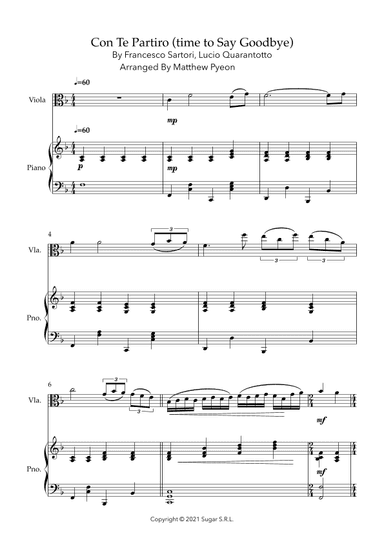 Con Te Partiro (time To Say Goodbye) (arr. Matthew pyeon)