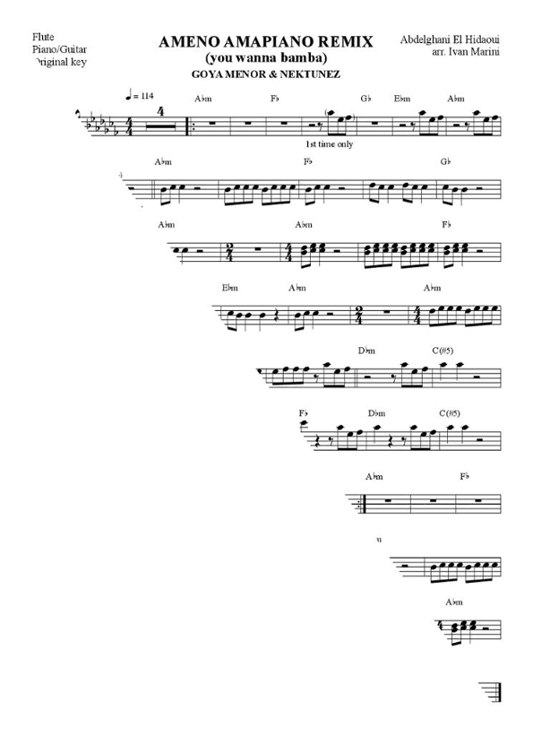Ameno Amapiano Remix (you Wanna Bamba) (arr. Ivan Marini)