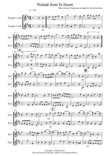 Prelude from Te Deum for Trumpet Duet (arr. David Burndrett)