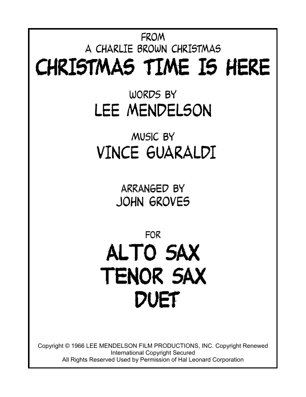 Christmas Time Is Here (arr. John Groves)