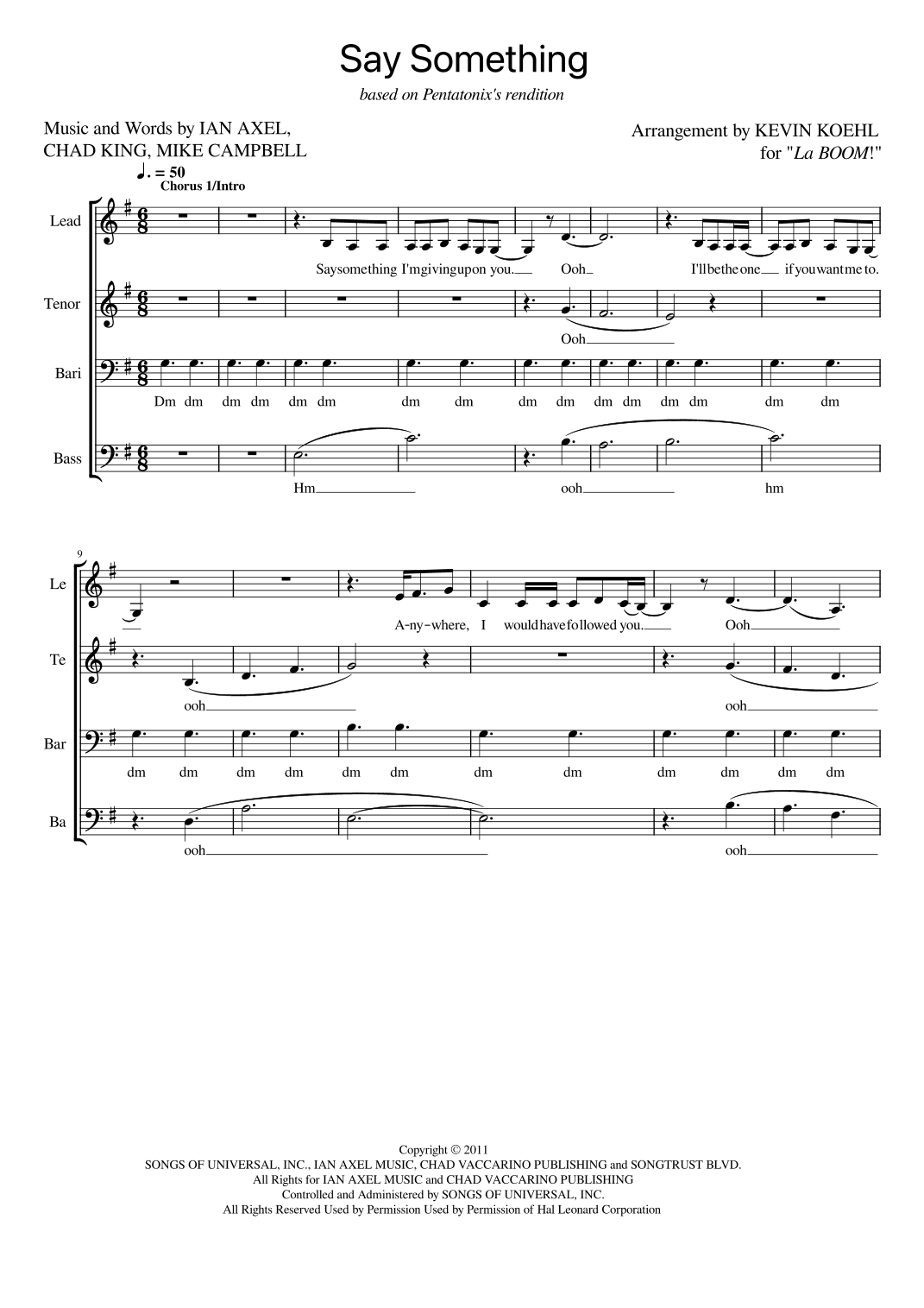 Say Something (arr. Kevin Koehl)