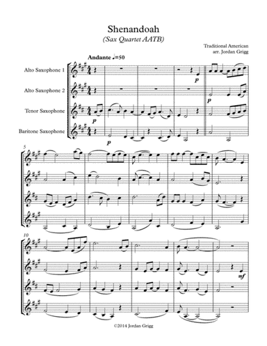 Shenandoah (Sax Quartet AATB) (arr. Jordan Grigg)