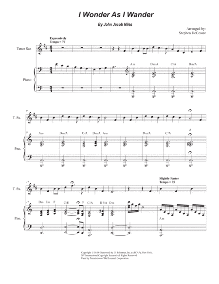 I Wonder As I Wander (arr. Stephen DeCesare)