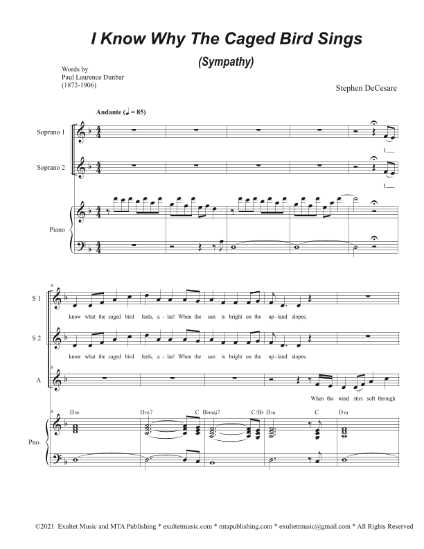 I Know Why The Caged Bird Sings (Sympathy) (SSA)