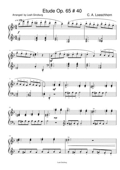 Etude Op. 65 # 40 by C. A. Loeschhorn arranged by Leah Ginzburg (arr. Leah Ginzburg)