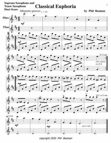 Classical Euphoria-soprano sax/tenor sax duet