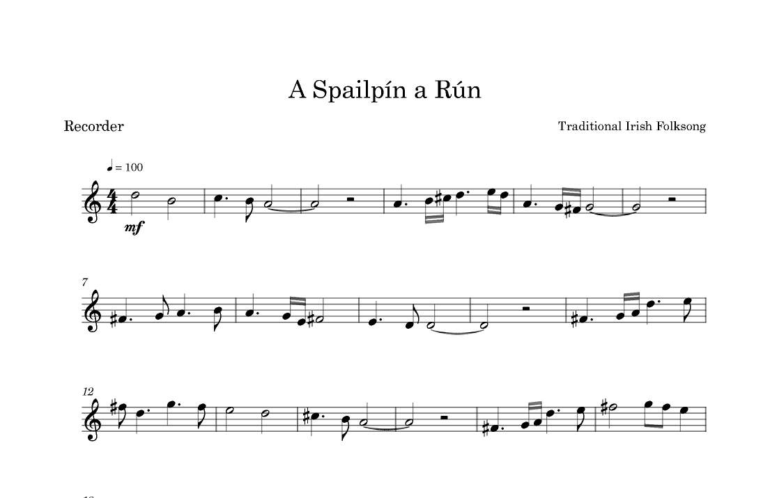 A Spailpin A Run for Recorder (arr. Doug Clyde)