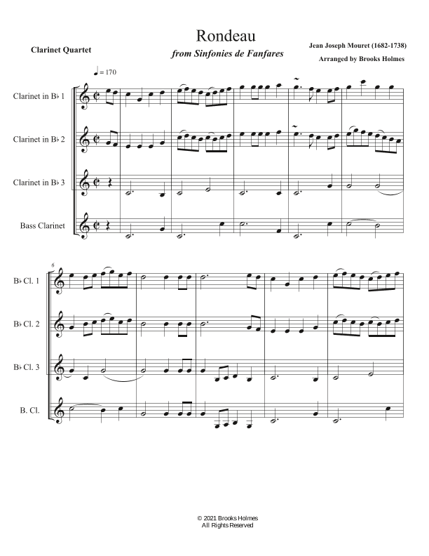 Rondeau "Theme from Masterpiece Theater" for Clarinet Quartet (arr. Brooks Holmes)
