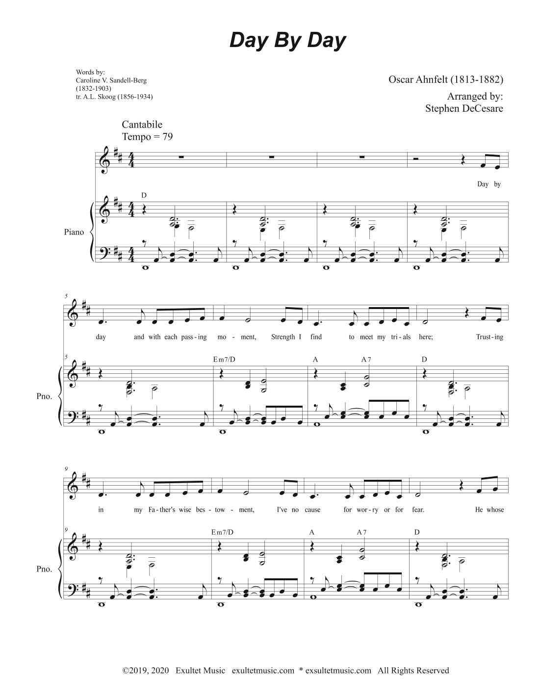 Day By Day (Unison choir) (arr. Stephen DeCesare)