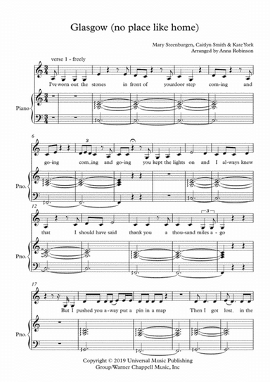 Glasgow (no Place Like Home) (arr. Anna Robinson)