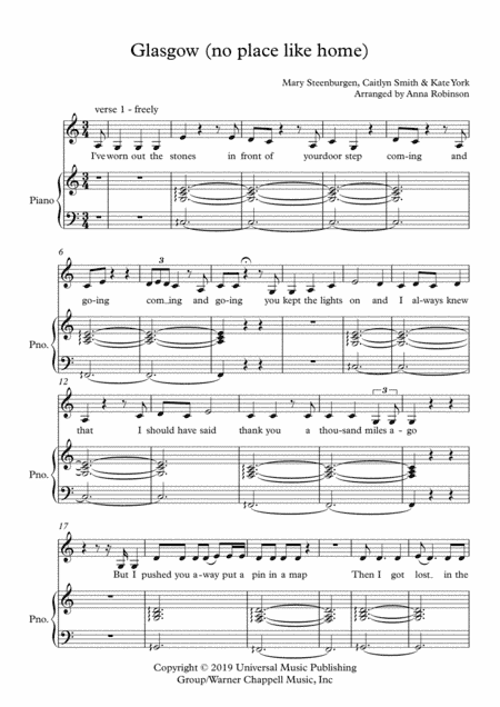 Glasgow (no Place Like Home) (arr. Anna Robinson)