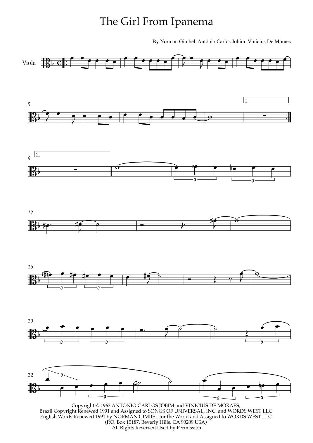 The Girl From Ipanema (garôta De Ipanema) (arr. Karen Gueiros)