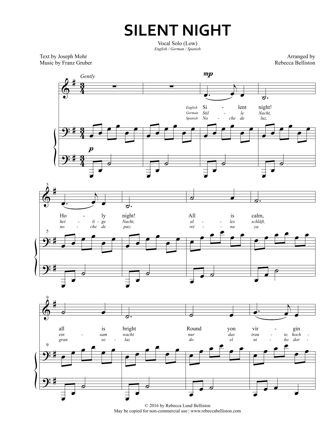 Silent Night (Vocal Solo - Low)