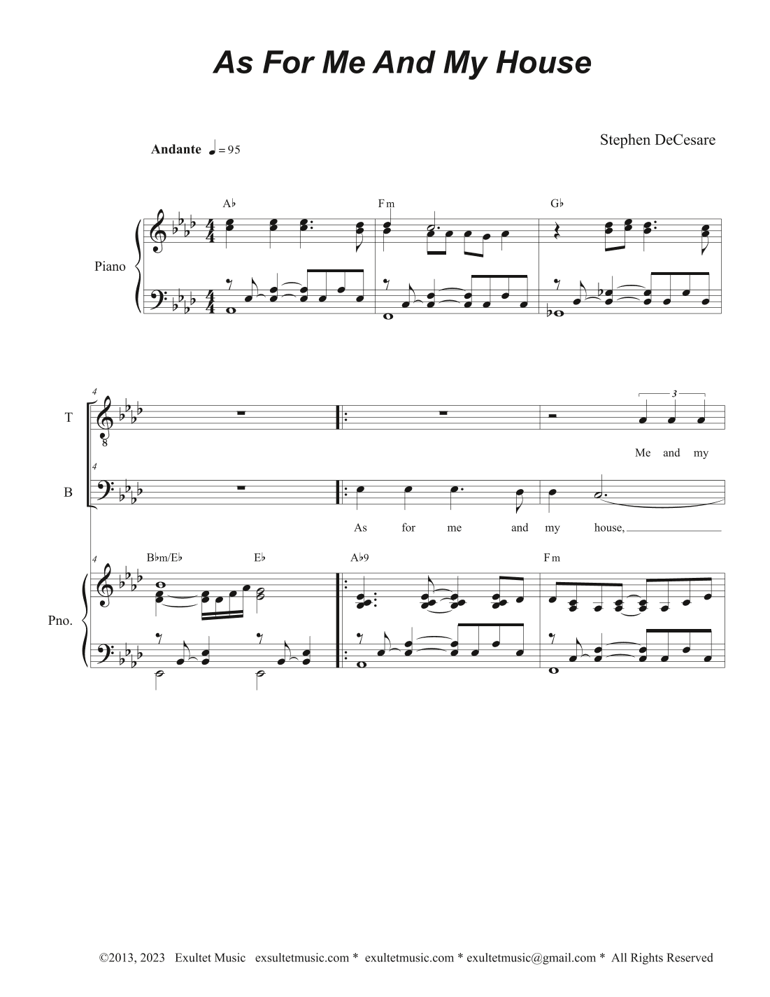 As For Me And My House (2-part choir - (TB)