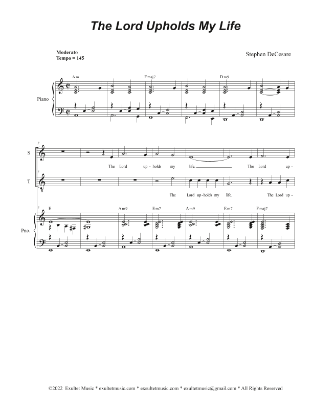 The Lord Upholds My Life (Duet for Soprano and Tenor solo)